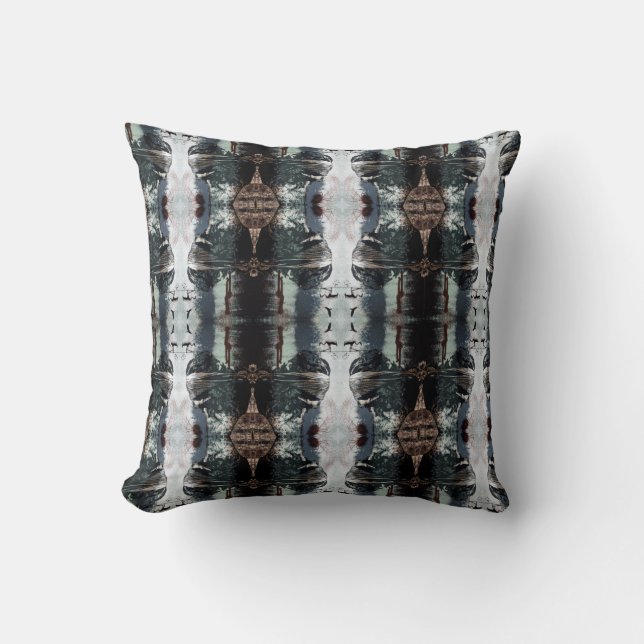 Hand-drawn pattern work throw pillow (Front)
