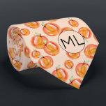Hand Drawn Peach Illustration Add Initials Funny Tie<br><div class="desc">This perfectly peach pattern was created using my hand painted mixed media illustration and makes a quirky novelty design for those that don't take life, or their socks too seriously! The muted tone on tone design gives it a slightly retro feel. Customize with your initials. Original art by Malissa Melrose....</div>