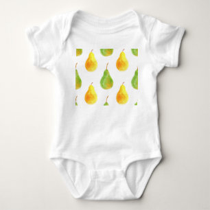 Hand-drawn pears, watercolor food picture baby bodysuit