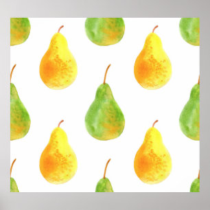 Hand-drawn pears, watercolor food picture poster