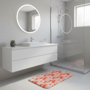 Hand Drawn Peony Floral Bath Mat