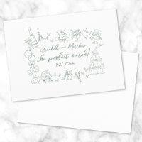 Hand Drawn Perfect Match Green Whimsical Wedding