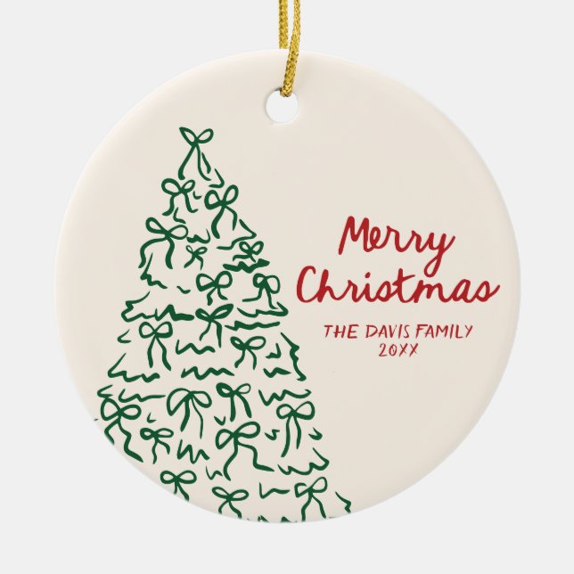 Hand Drawn Personalized Merry Christmas Ornament (Front)