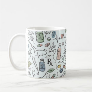 Hand-Drawn Pharmacy Doodle Mug Modern Wellness P