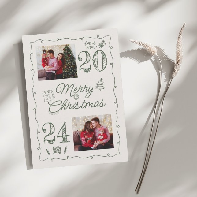 Hand drawn photo doodle christmas holiday card (Creator Uploaded)
