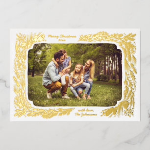 Hand drawn Pine Frame Foil Holiday Card