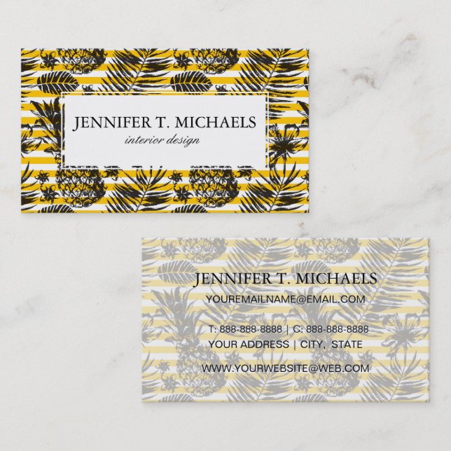 Hand Drawn Pineapples Business Card (Front/Back)