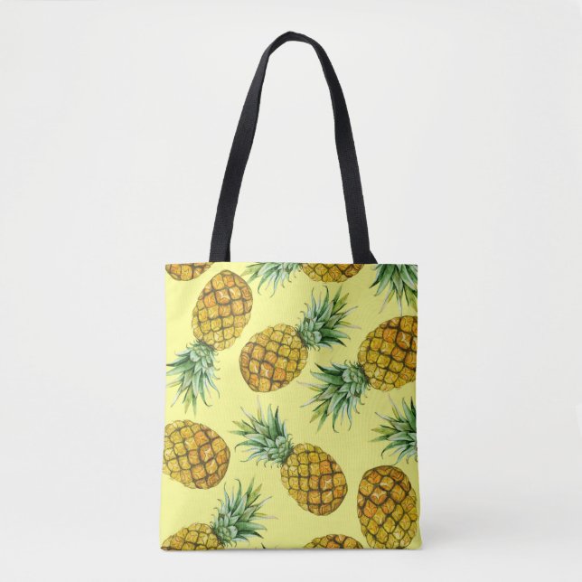 Hand Drawn Pineapples: Watercolor Seamless Tote Bag (Front)