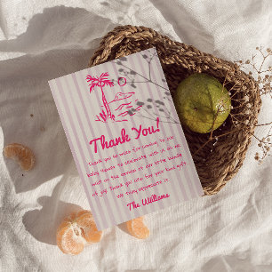 Hand Drawn Pink Baby On The Board Girl Baby Shower Thank You Card