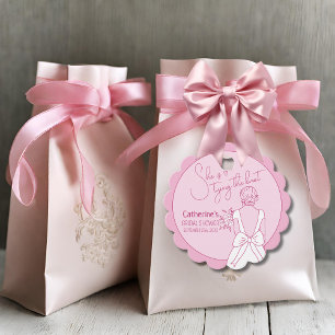 Hand Drawn Pink Bow Wedding Gown Bridal Shower Favour Tags