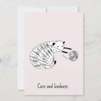Hand Drawn Pink Encouragement Greeting Card Cat