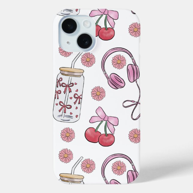 Hand-drawn Pink Girly Elements Seamless Pattern Case-Mate iPhone Case (Back)