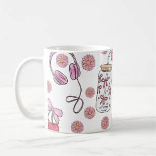 Hand-drawn Pink Girly Elements Seamless Pattern Coffee Mug