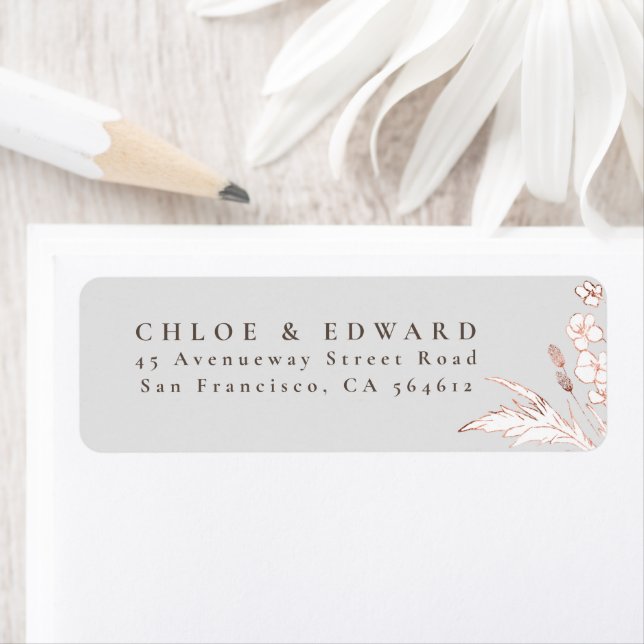Hand-drawn Pink Gold Wildflowers Minimalist Label (Insitu)