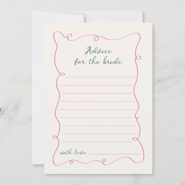 Hand Drawn Pink Green Frame Advice Card (Front)