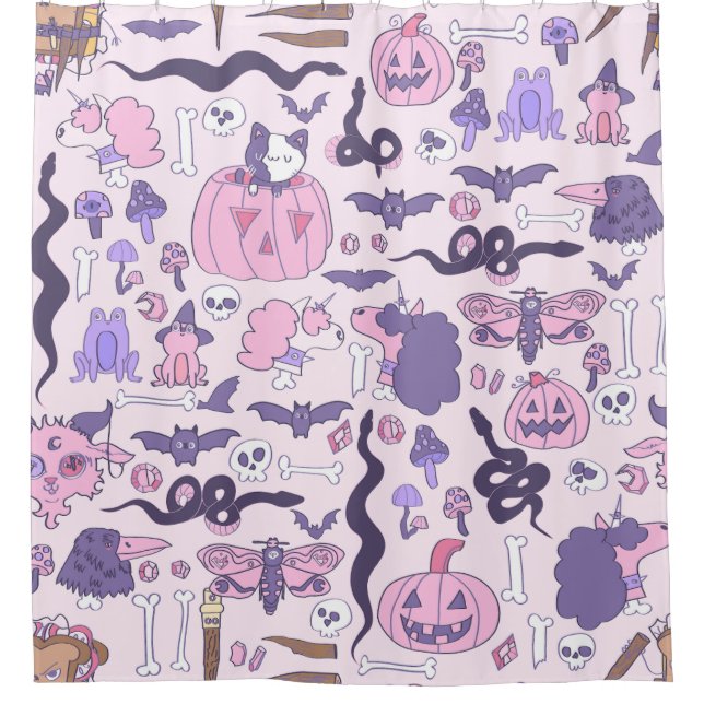 hand drawn pink halloween unicorn zombie bones (Front)