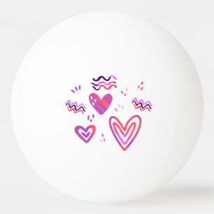 Hand Drawn Pink Hearts Valentine Pattern Ping Pong Ball