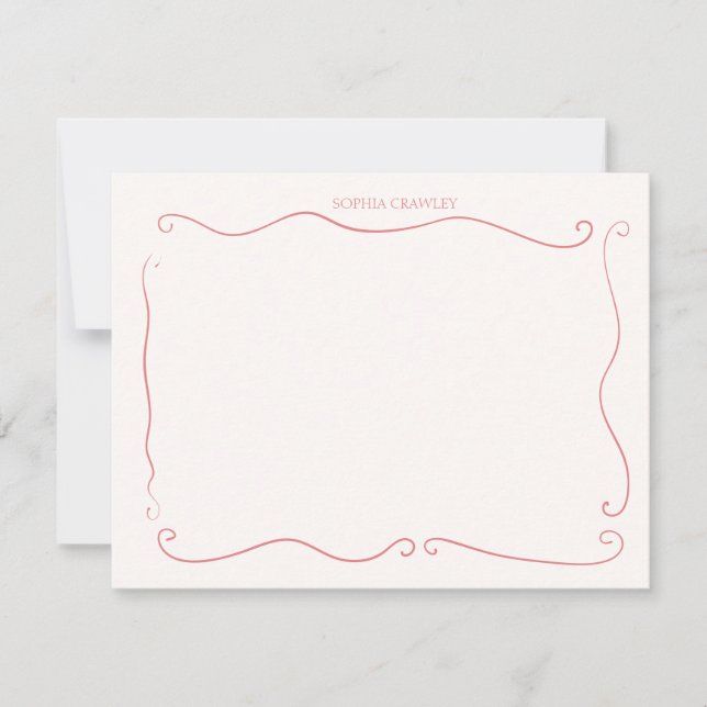 Hand Drawn Pink red Whimsical Personalized Card (Front)