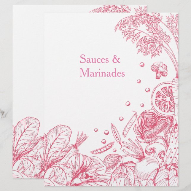 Hand Drawn Pink Vegetables Recipe Category (Front/Back)