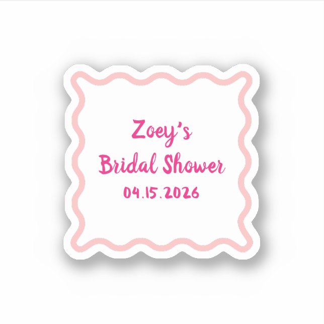 Hand Drawn Pink Wavy Border Bridal Shower Cute  (Front)