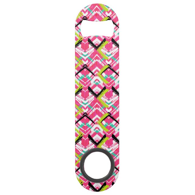 Hand Drawn Pink Zig Zag Pattern Bar Key (Front)