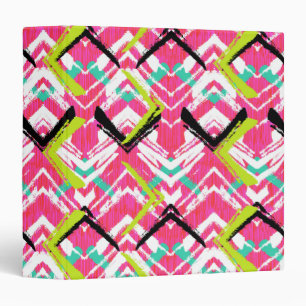 Hand Drawn Pink Zig Zag Pattern Binder
