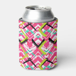 Hand Drawn Pink Zig Zag Pattern Can Cooler