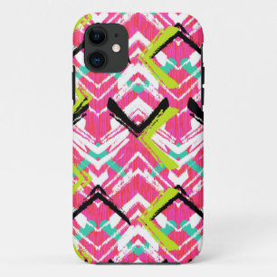 Hand Drawn Pink Zig Zag Pattern iPhone 11 Case
