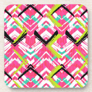 Hand Drawn Pink Zig Zag Pattern Coaster