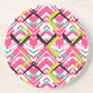 Hand Drawn Pink Zig Zag Pattern Coaster