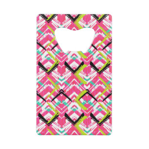 Hand Drawn Pink Zig Zag Pattern Credit Card Bottle Opener