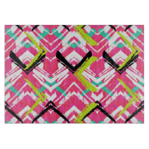 Hand Drawn Pink Zig Zag Pattern Cutting Board