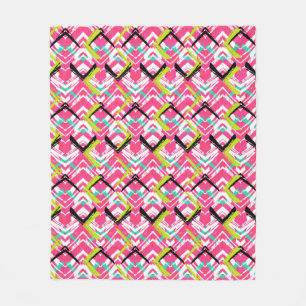 Hand Drawn Pink Zig Zag Pattern Fleece Blanket
