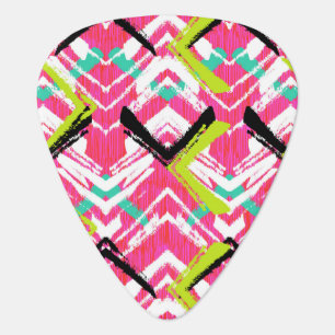 Hand Drawn Pink Zig Zag Pattern Guitar Pick