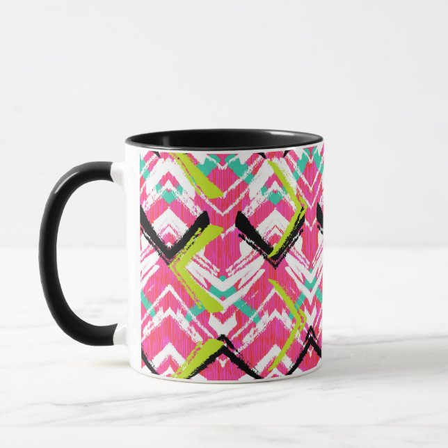 Hand Drawn Pink Zig Zag Pattern Mug (Left)