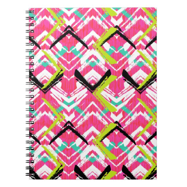 Hand Drawn Pink Zig Zag Pattern Notebook (Front)