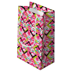Hand Drawn Pink Zig Zag Pattern Small Gift Bag
