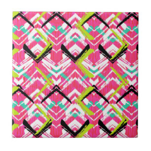 Hand Drawn Pink Zig Zag Pattern Tile