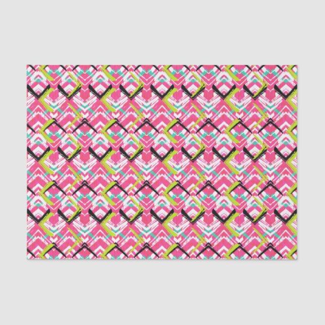 Hand Drawn Pink Zig Zag Pattern Tissue Paper (Front)