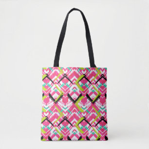Hand Drawn Pink Zig Zag Pattern Tote Bag