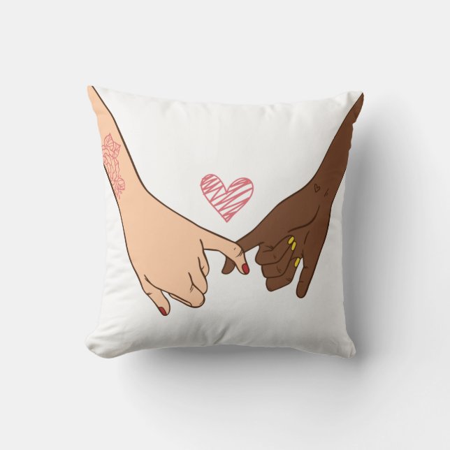 Hand drawn pinky swear pinky promise concept throw pillow (Front)