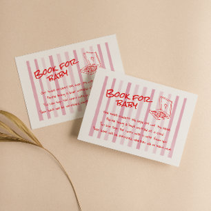 Hand Drawn Pizza Red Pink Baby Book Request Enclosure Card
