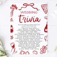 Hand Drawn Pizza Wedding Trivia Bridal Shower Game