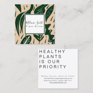 Hand Drawn Plant Art Botanical Specialist Botanist Square Business Card