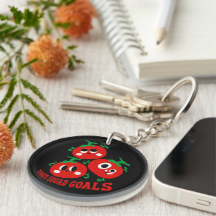 Hand-drawn Playful Trio of Kawaii Tomato Faces Keychain