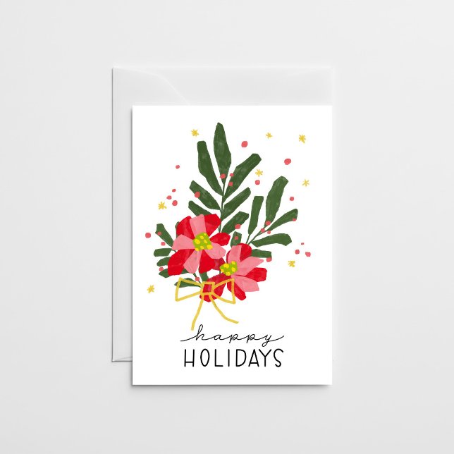 Hand-Drawn Poinsettia Bouquet Holiday Card (Creator Uploaded)