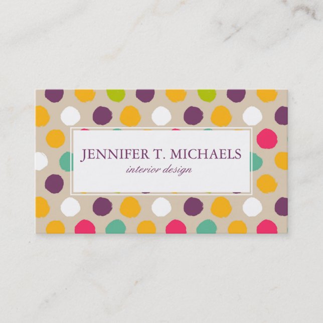 Hand-drawn polka dot pattern business card (Front)