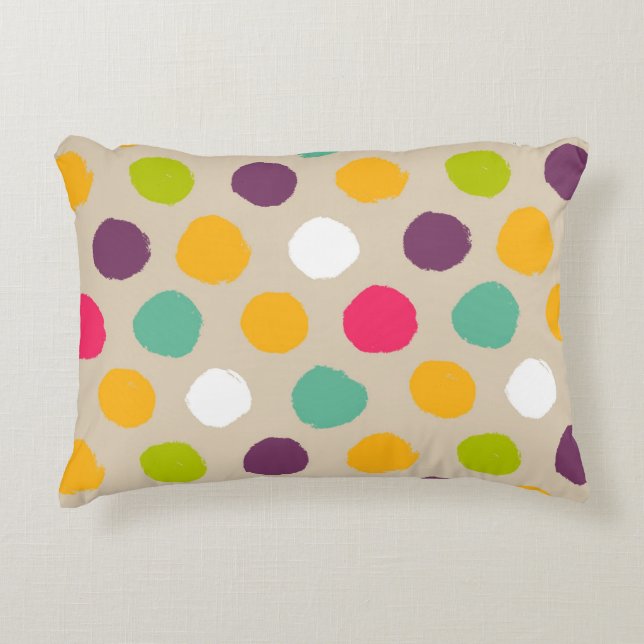 Hand-drawn polka dot pattern decorative pillow (Front)