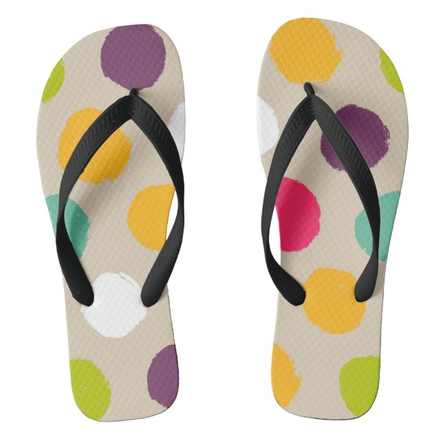 Hand-drawn polka dot pattern flip flops (Footbed)