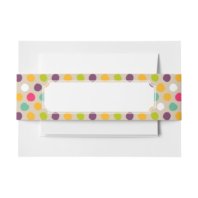Hand-drawn polka dot pattern invitation belly band (Front Example)